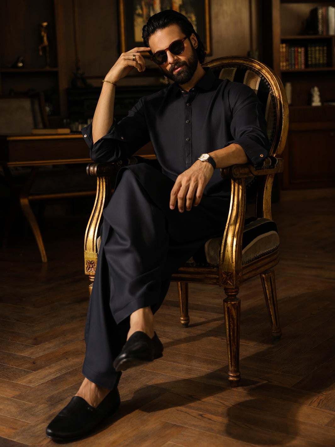 Dark Grey Plain Kameez Shalwar - ALWA-KS-622