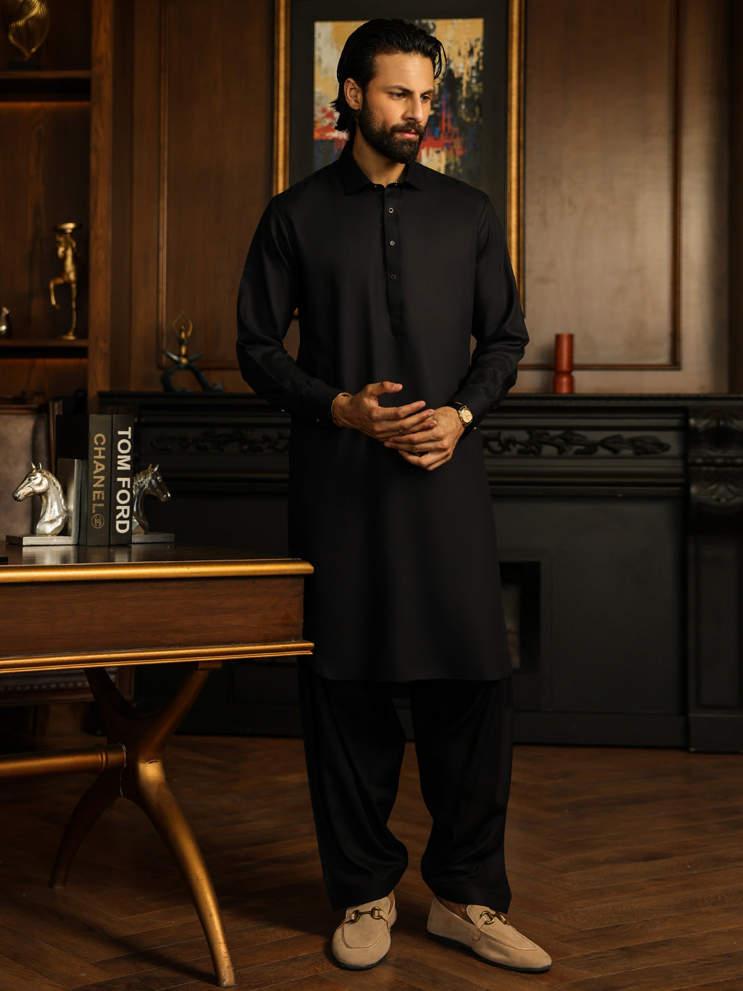 Navy Blue Cuts & Sew Kameez Shalwar - ALWA-KS-623