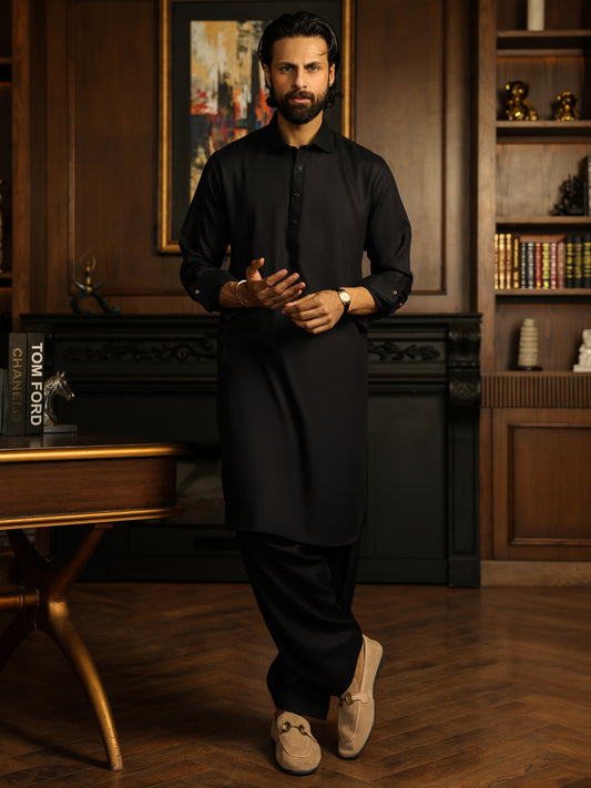 Navy Blue Cuts & Sew Kameez Shalwar - ALWA-KS-623