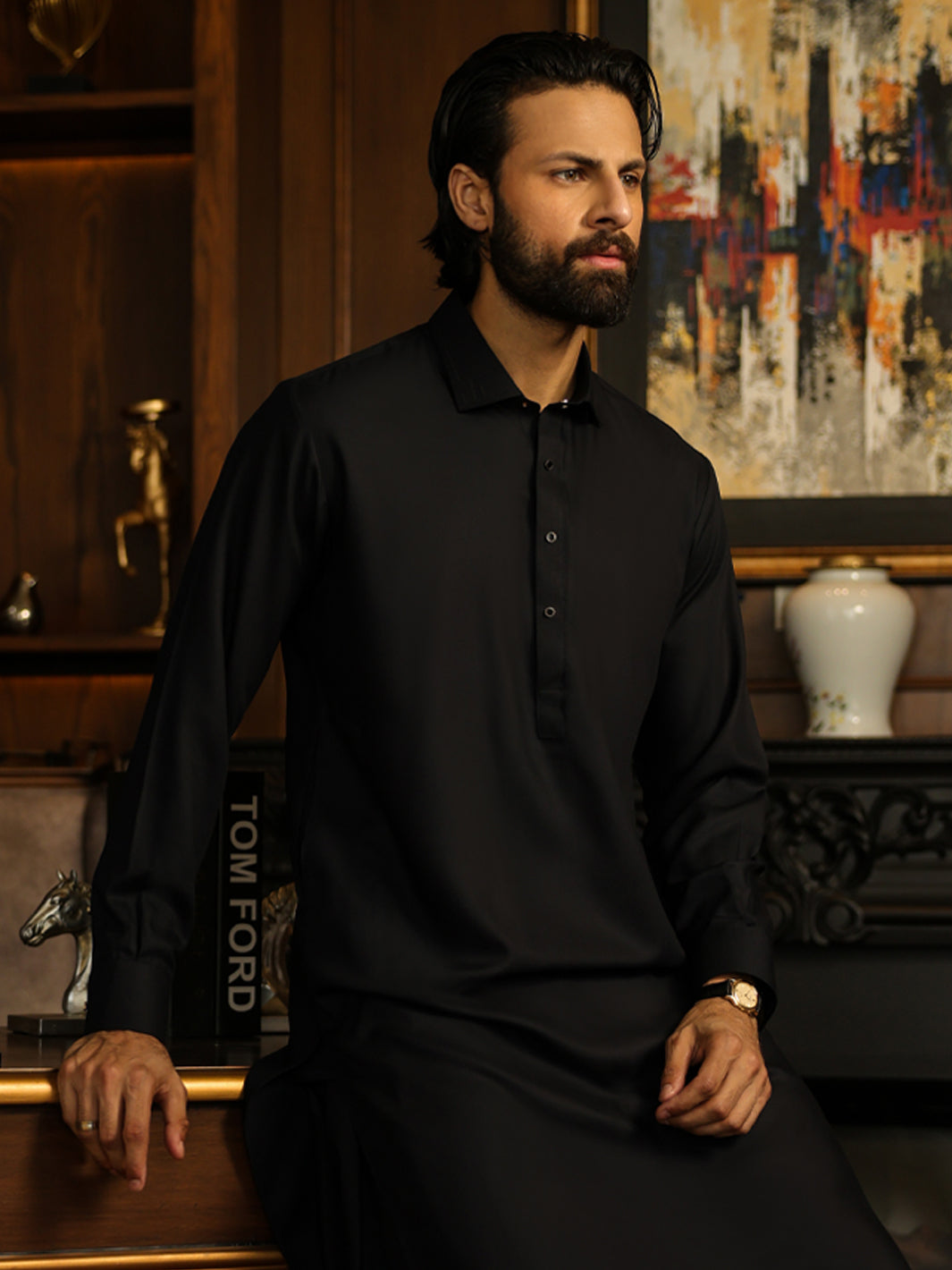 Navy Blue Cuts & Sew Kameez Shalwar - ALWA-KS-623
