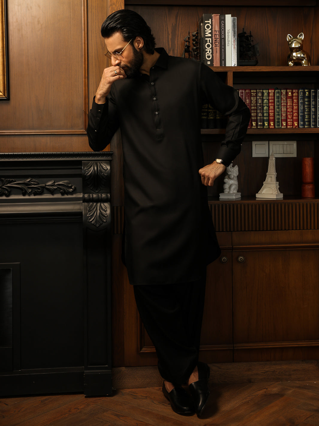 Black Cut & Sew Kameez Shalwar - ALWA-KS-624