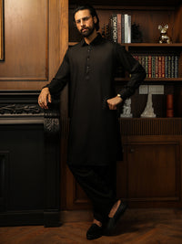 Black Cut & Sew Kameez Shalwar - ALWA-KS-624