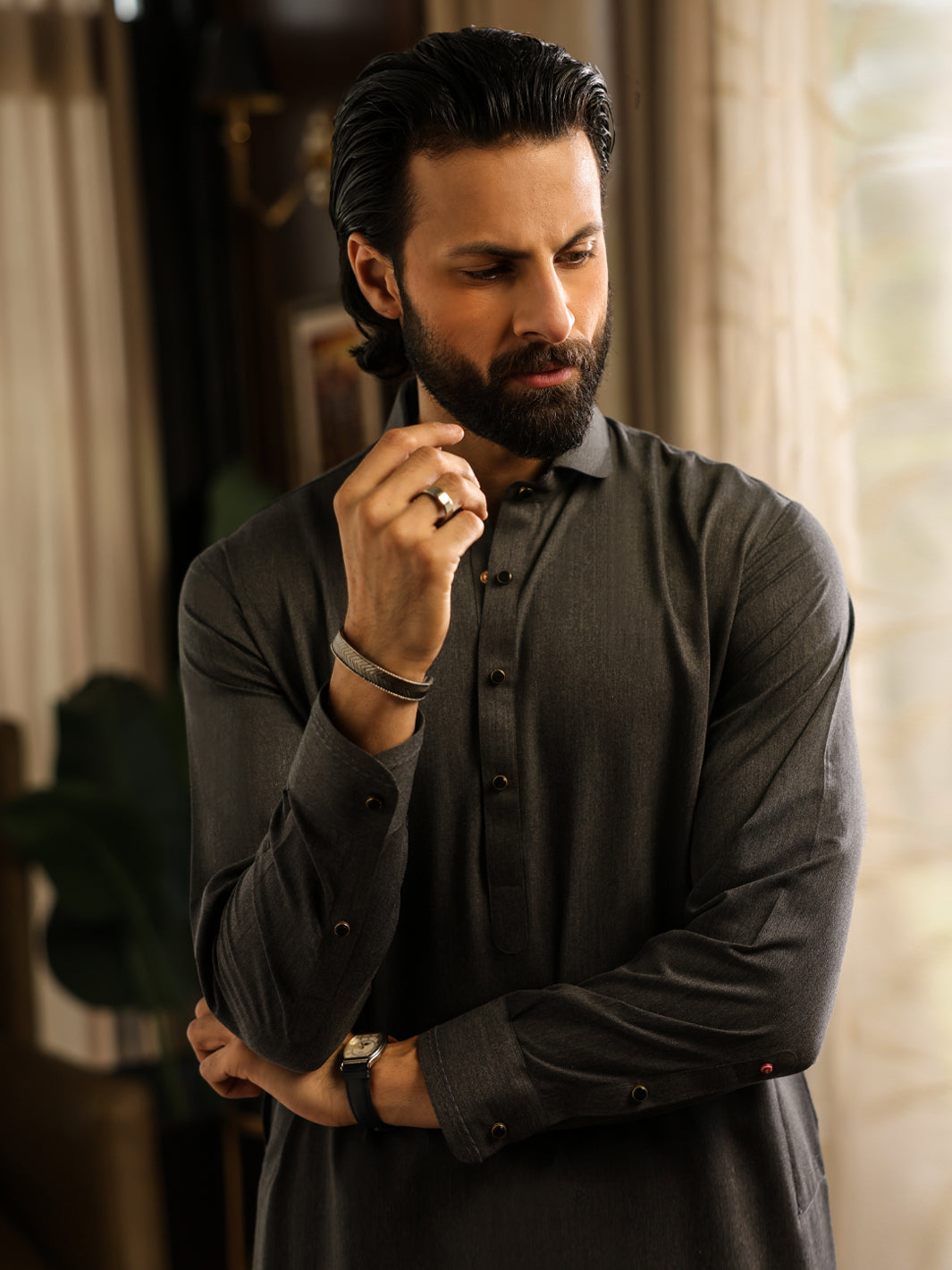 Grey Cuts & Sew Kameez Shalwar - ALWA-KS-626