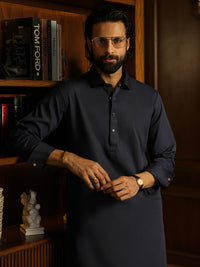 Navy Blue Cut & Sew Kameez Shalwar - ALWA-KS-627