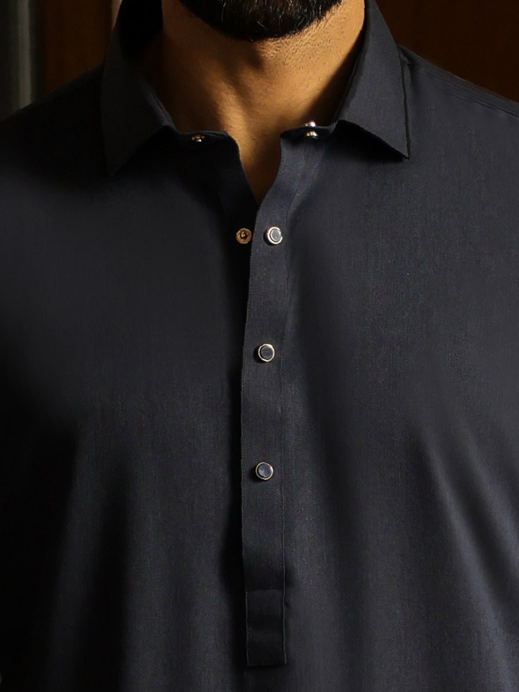 Navy Blue Cut & Sew Kameez Shalwar - ALWA-KS-627