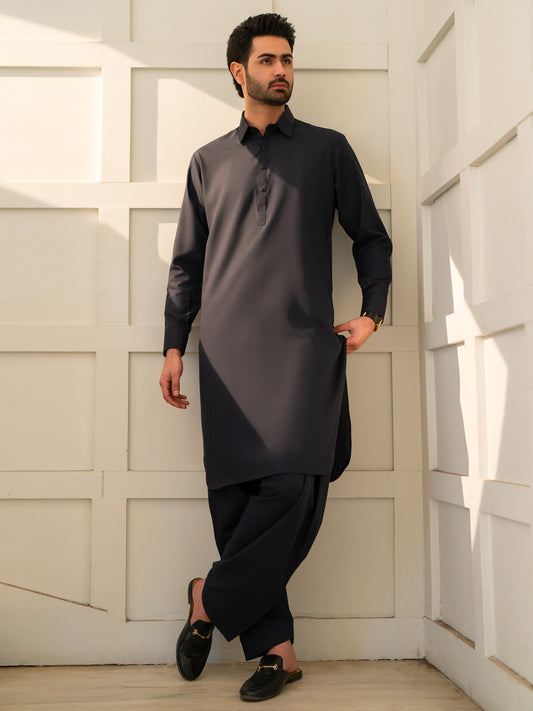 Midnight Blue Cut & Sew Kameez Shalwar - ALWA-KS-628