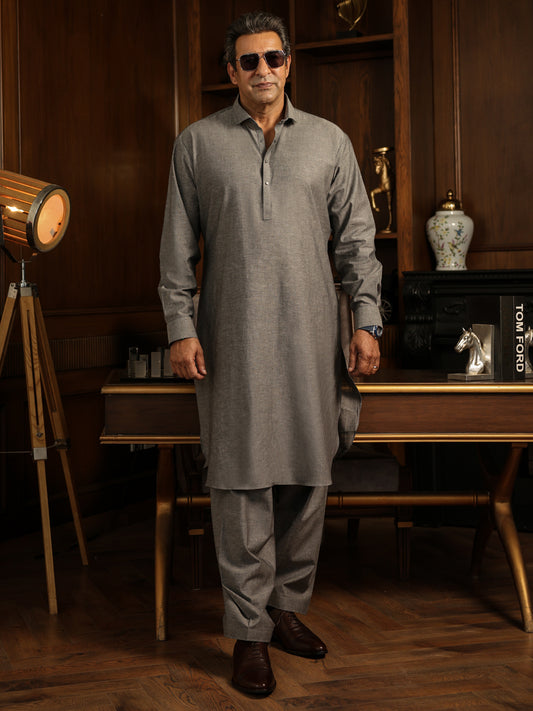 Grey Cuts & Sew Kameez Shalwar - ALWA-KS-630