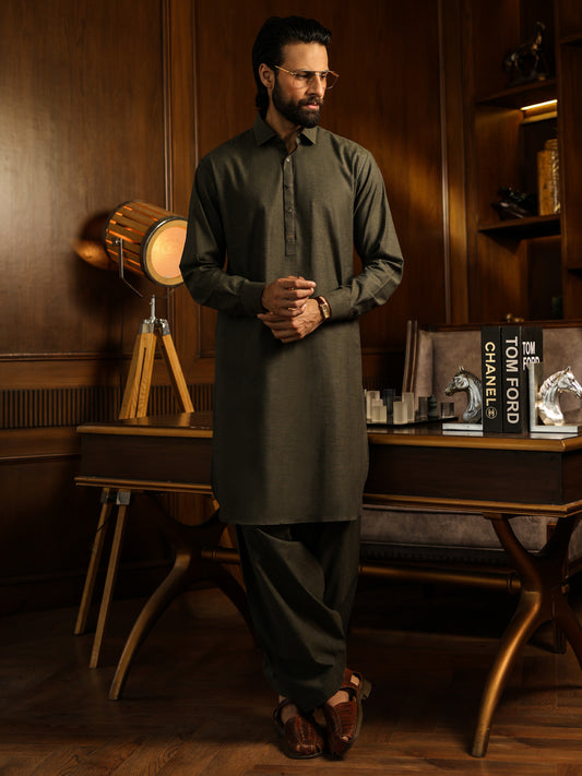Green Cuts & Sew Kameez Shalwar - ALWA-KS-631