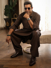 Brown Cuts & Sew Kameez Shalwar - ALWA-KS-632