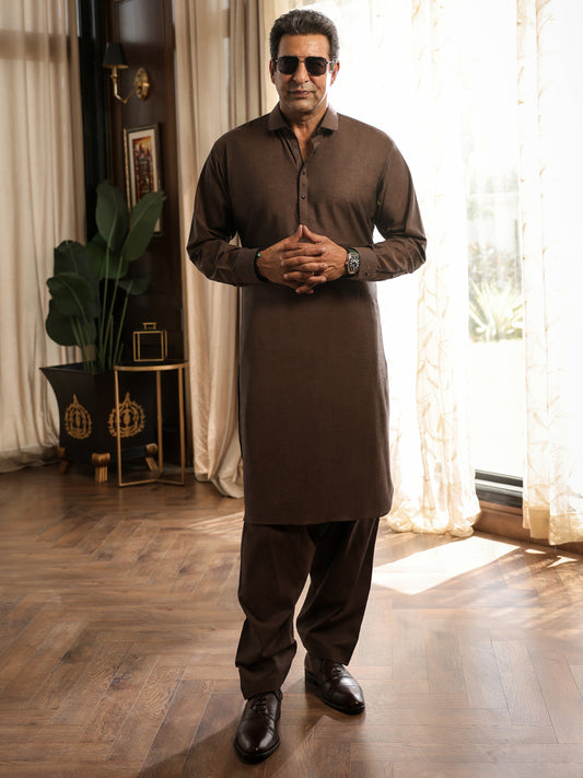 Brown Cuts & Sew Kameez Shalwar - ALWA-KS-632
