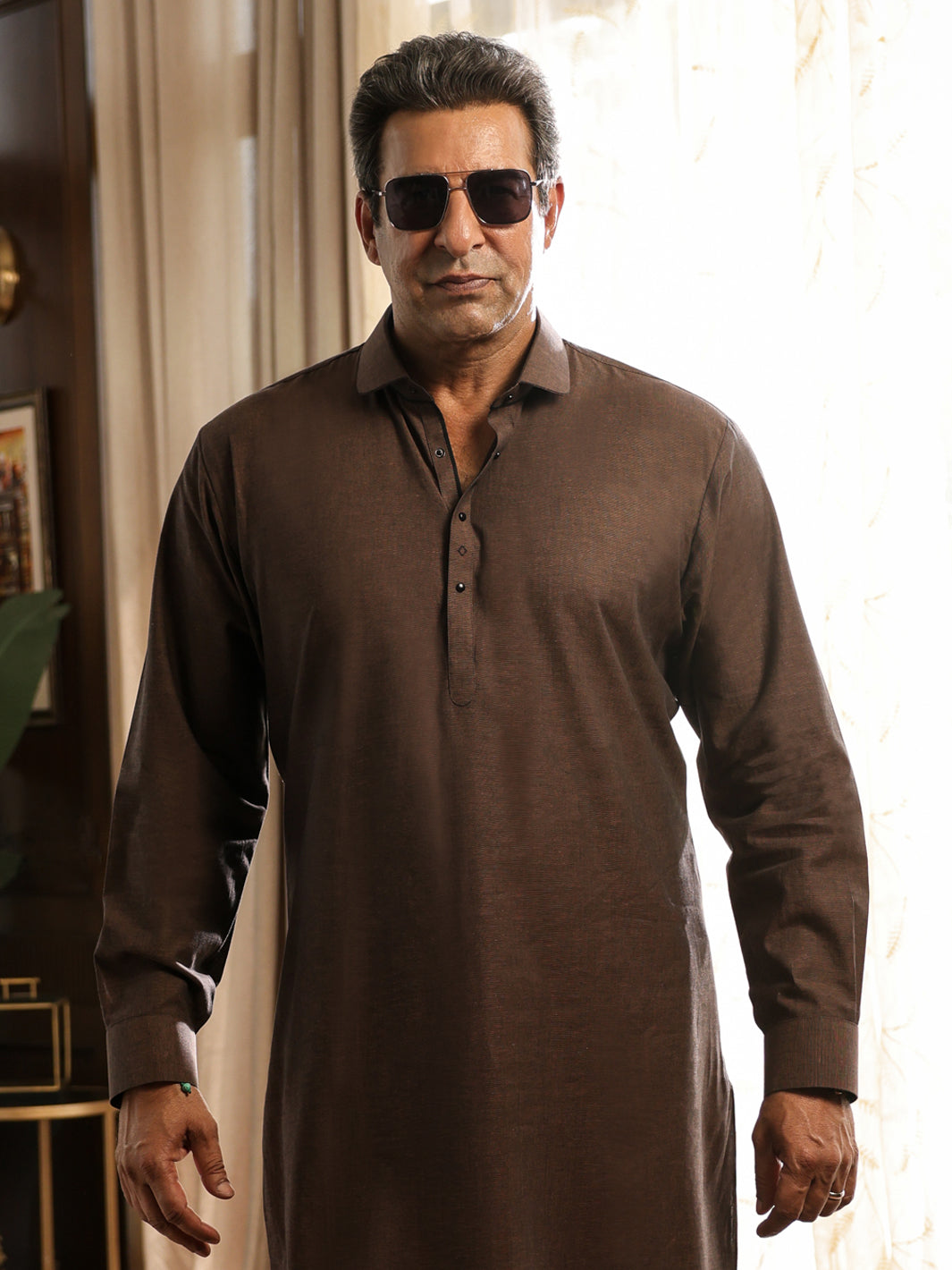 Brown Cuts & Sew Kameez Shalwar - ALWA-KS-632