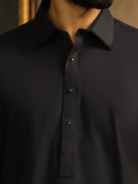 Navy Blue Cut & Sew Kameez Shalwar - ALWA-KS-633