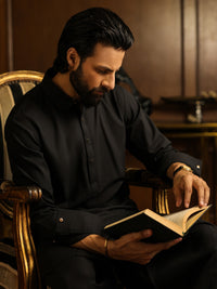 Black Cut & Sew Kameez Shalwar - ALWA-KS-634