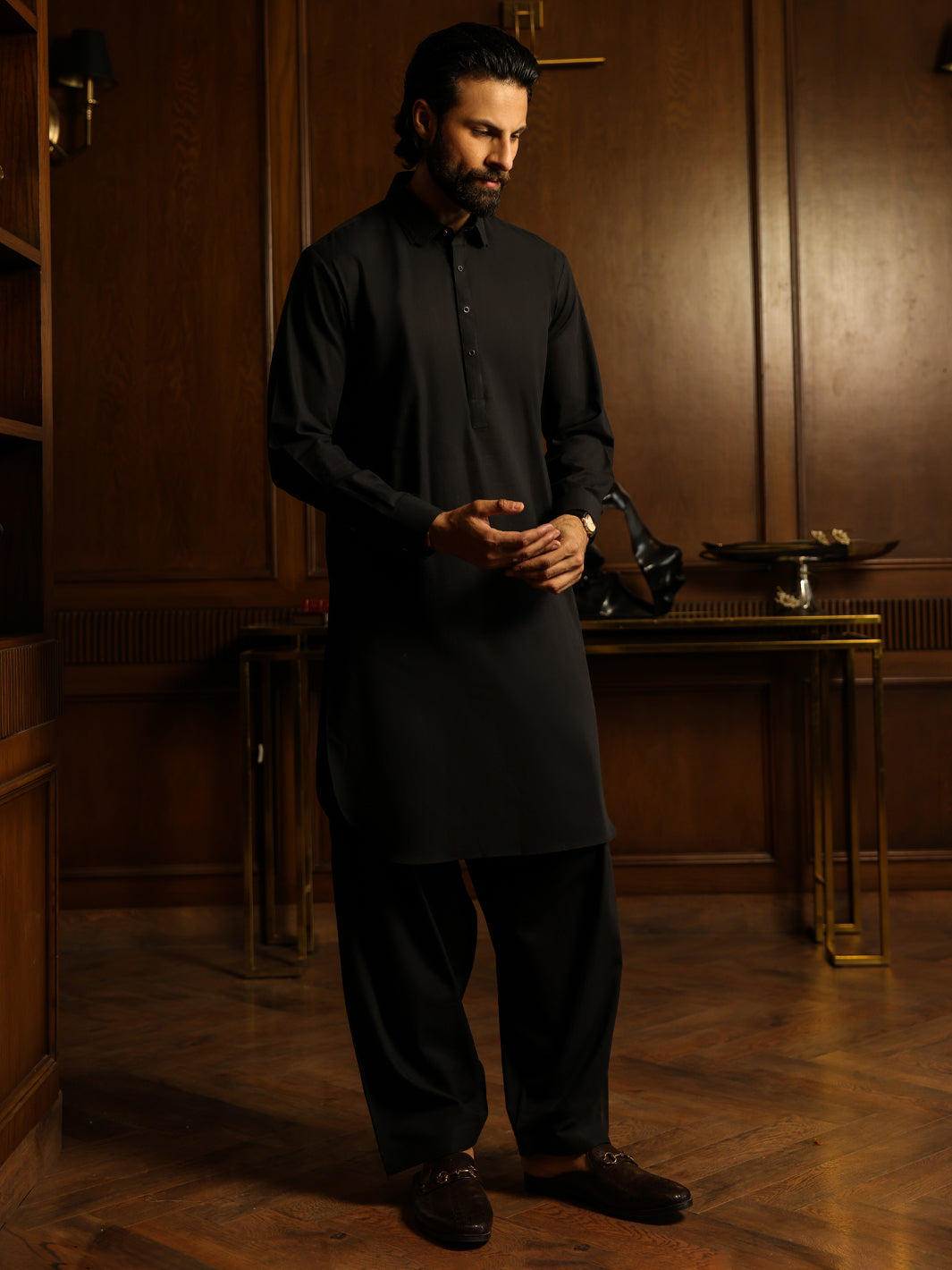 Black Cut & Sew Kameez Shalwar - ALWA-KS-634