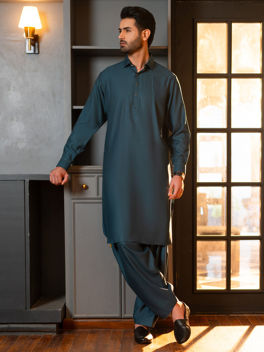 Teal Cut & Sew Kameez Shalwar - ALWA-KS-635