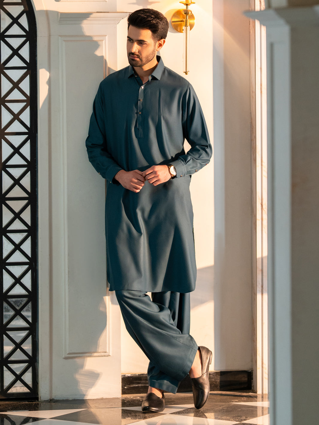 Teal Cut & Sew Kameez Shalwar - ALWA-KS-635