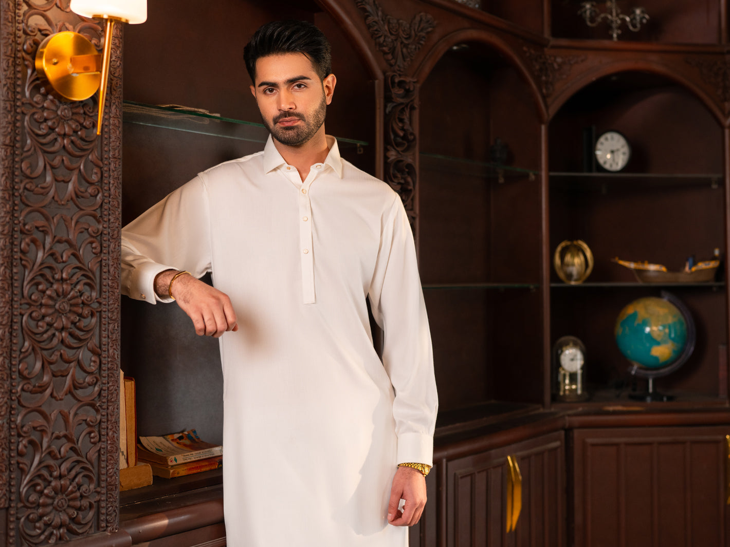 White Plain Kameez Shalwar - ALWA-KS-636