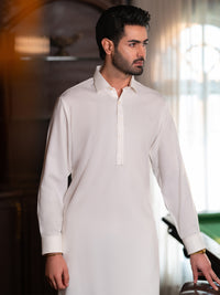 White Plain Kameez Shalwar - ALWA-KS-636