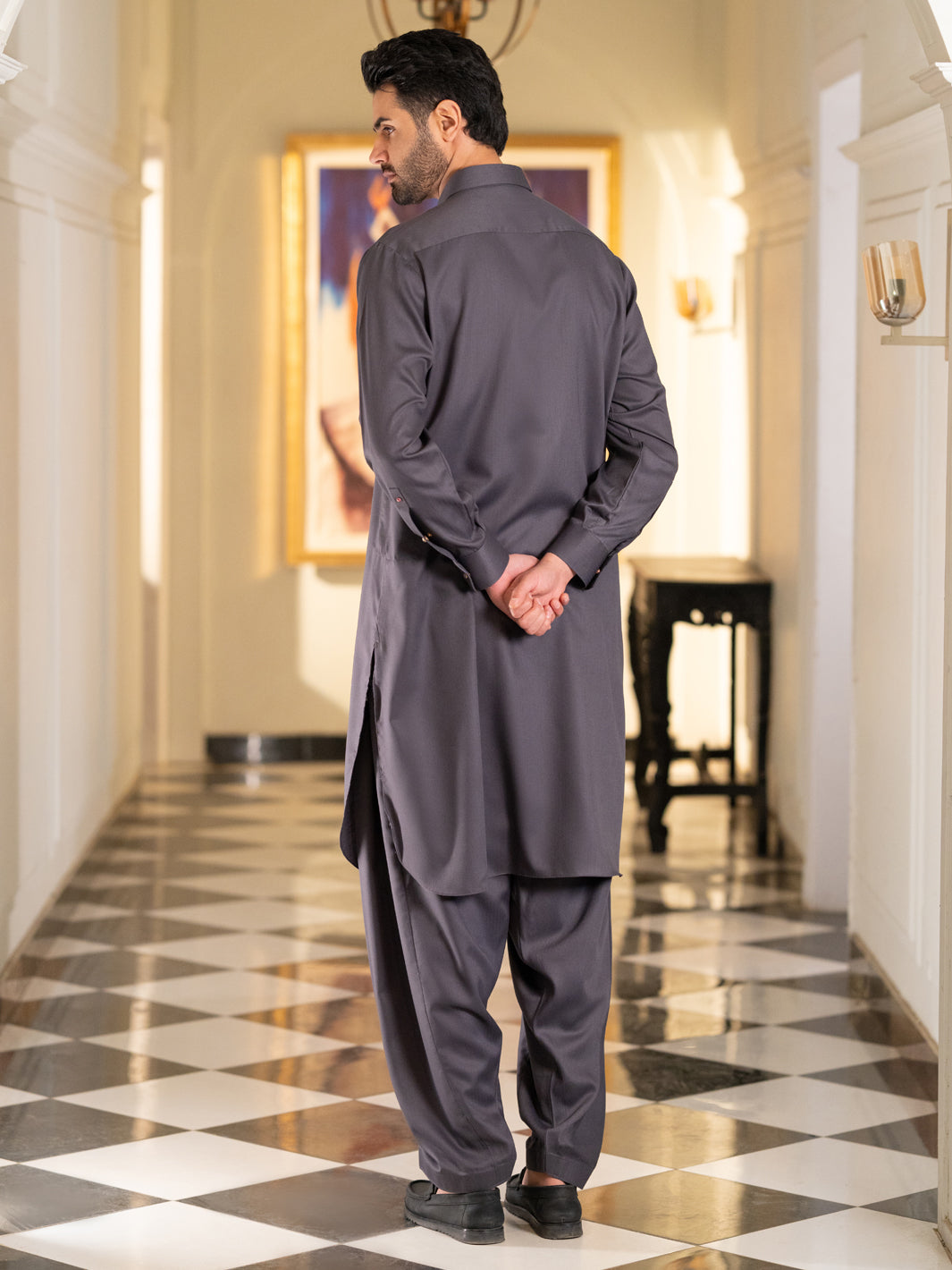 Grey Cut & Sew Kameez Shalwar - ALWA-KS-638