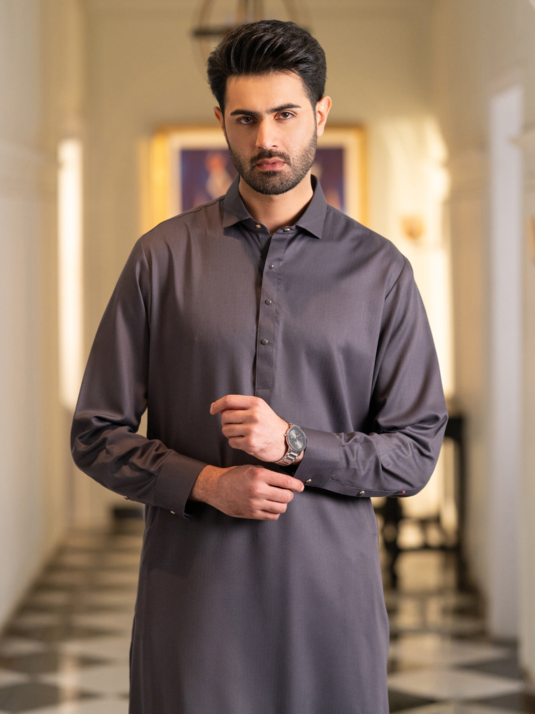 Grey Cut & Sew Kameez Shalwar - ALWA-KS-638