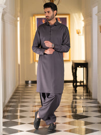 Grey Cut & Sew Kameez Shalwar - ALWA-KS-638B