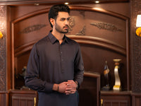 Charcoal Grey Cut & Sew Kameez Shalwar - ALWA-KS-639