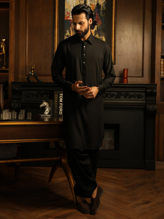 Black Kameez Shalwar - ALWA-KS-644