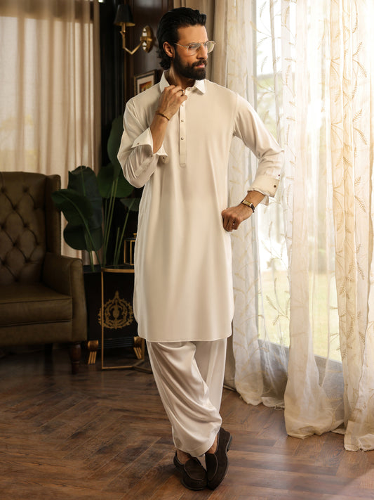 White Kameez Shalwar - ALWA-KS-645