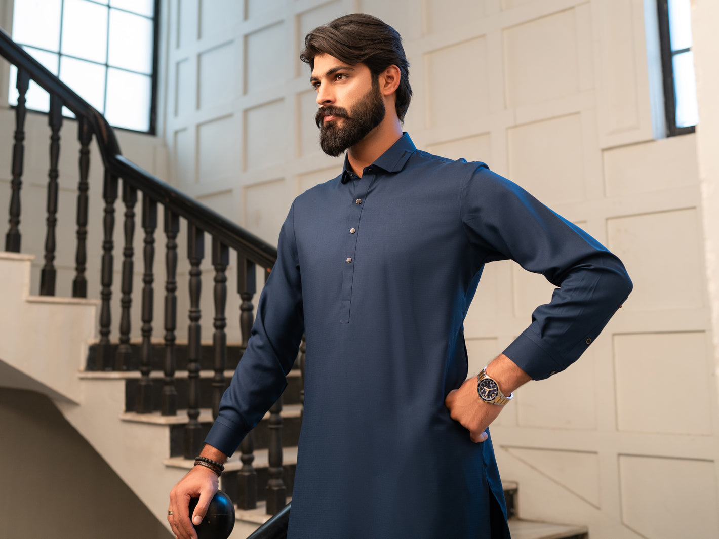 Blue Cut & Sew Kameez Shalwar - ALWA-KS-647
