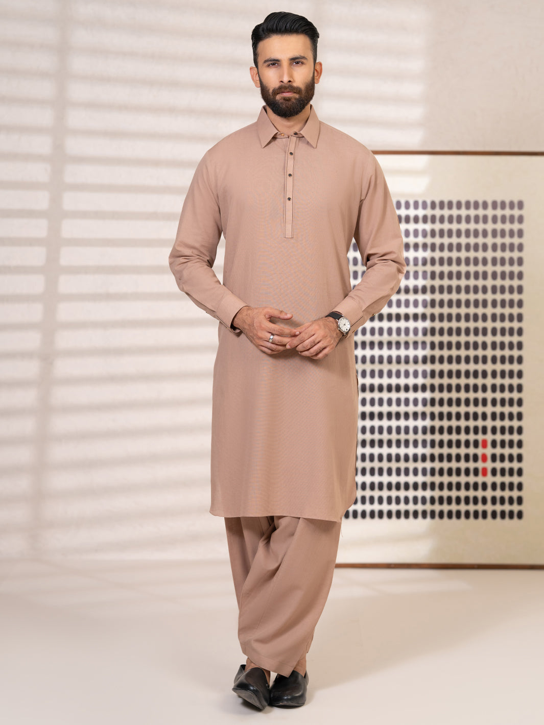 Brown Kameez Shalwar - ALWA-KS-650