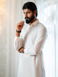 White Cut & Sew Kameez Shalwar - ALWA-KS-653