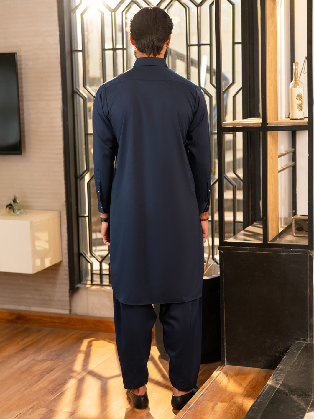 Navy Blue Cut & Sew Kameez Shalwar - ALWA-KS-655