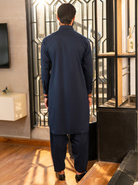 Navy Blue Cut & Sew Kameez Shalwar - ALWA-KS-655