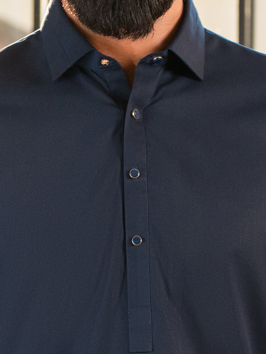 Navy Blue Cut & Sew Kameez Shalwar - ALWA-KS-655