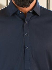 Navy Blue Cut & Sew Kameez Shalwar - ALWA-KS-655