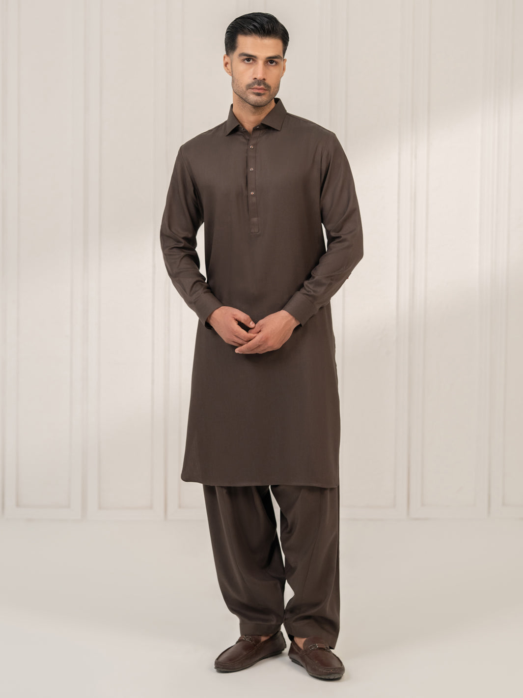 Brown Kameez Shalwar - ALWA-KS-669