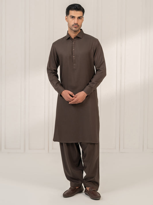 Brown Kameez Shalwar - ALWA-KS-669