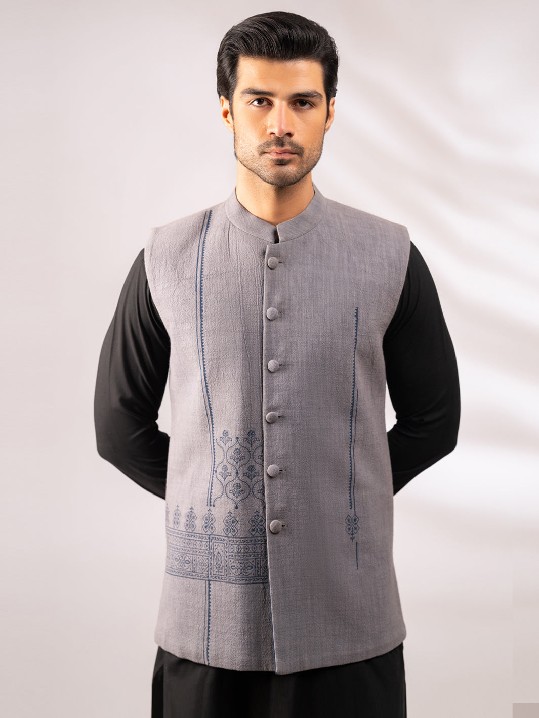 Grey Blue Casual Waistcoat - AL-WC-474