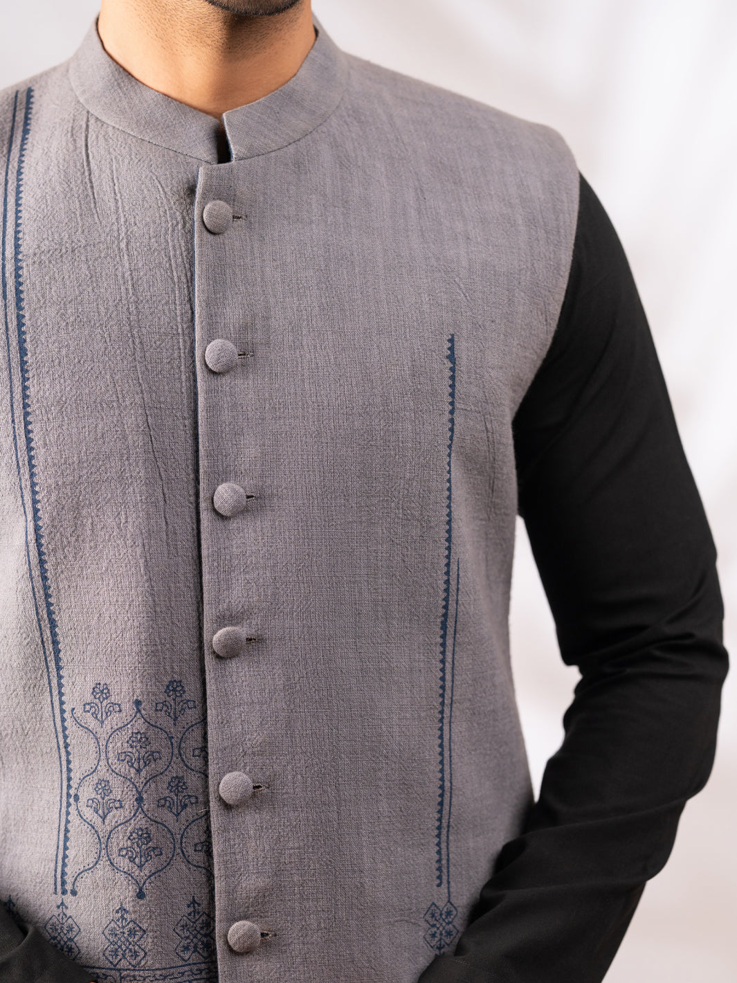 Grey Blue Casual Waistcoat - AL-WC-474