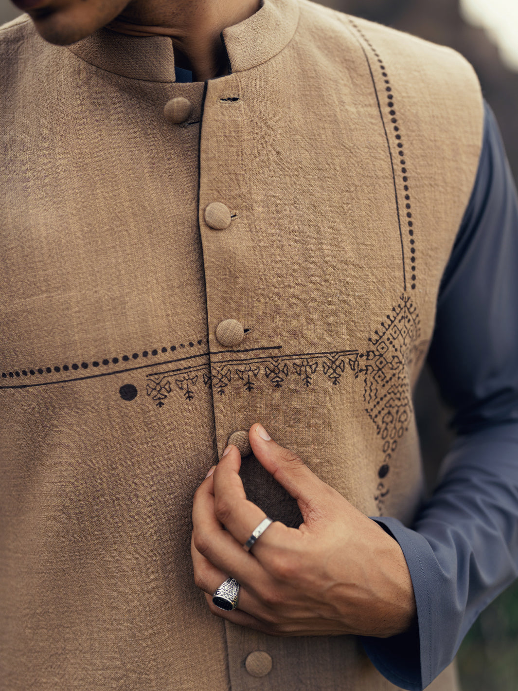 Beige-Brown Formal Waistcoat - AL-WC-475