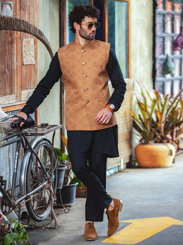 LIGHT BROWN BLENDED WAISTCOAT - AL-WC-525