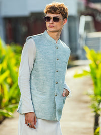 Sea Green Blended Waistcoat - AL-WC-527