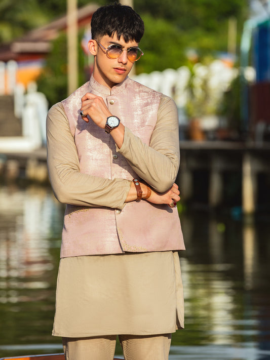 Tea Pink Blended Waistcoat - AL-WC-531 - Almirah Online
