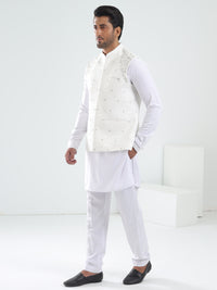 White Blended Waistcoat - AL-WC-549
