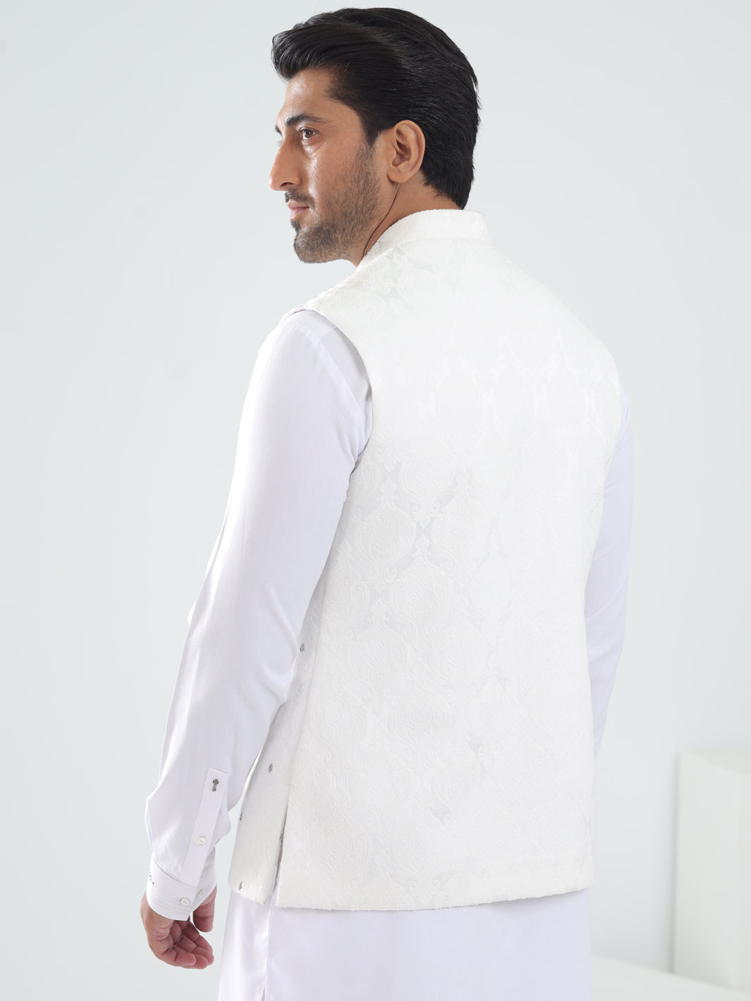 White Blended Waistcoat - AL-WC-549 - Almirah Online