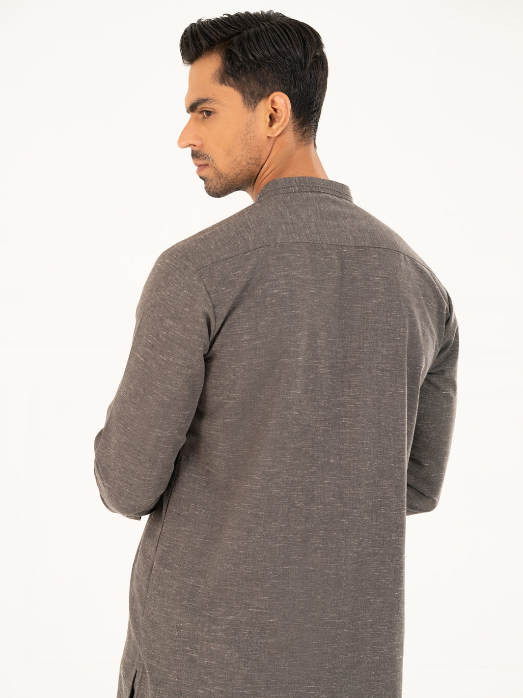 Charcoal Grey Cut & Sew Kameez Shalwar - AL-KS-3313