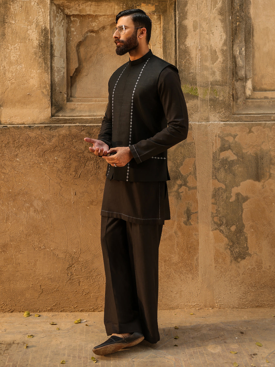 Black Cotton Cut & Sew Waistcoat - AL-WC-608A