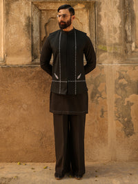 Black Cotton Cut & Sew Waistcoat - AL-WC-608A