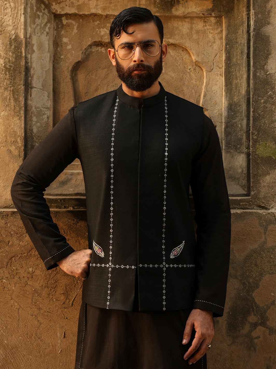 Black Cotton Cut & Sew Waistcoat - AL-WC-608A
