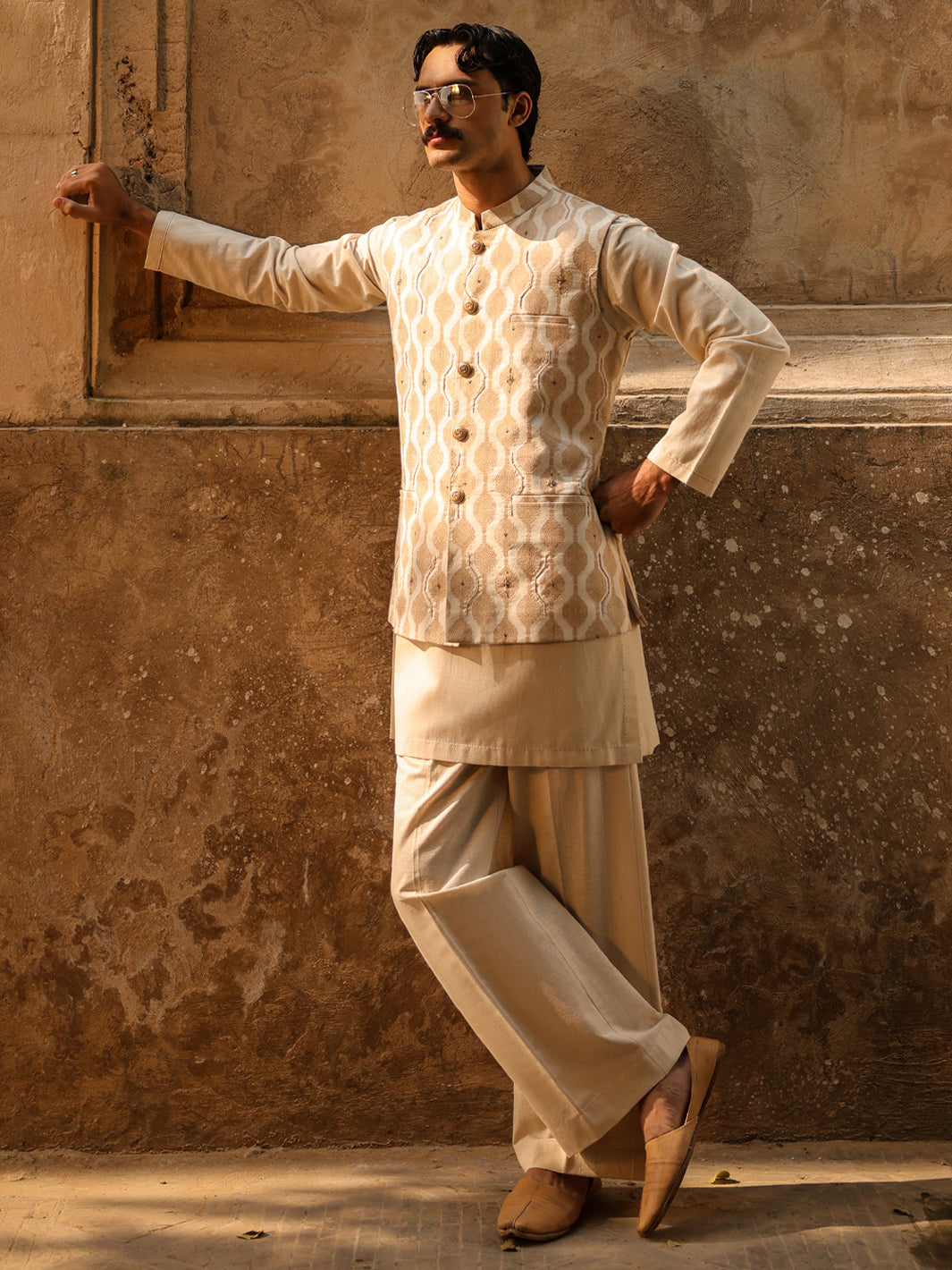 Beige Semi-Formal Waistcoat - AL-WC-615